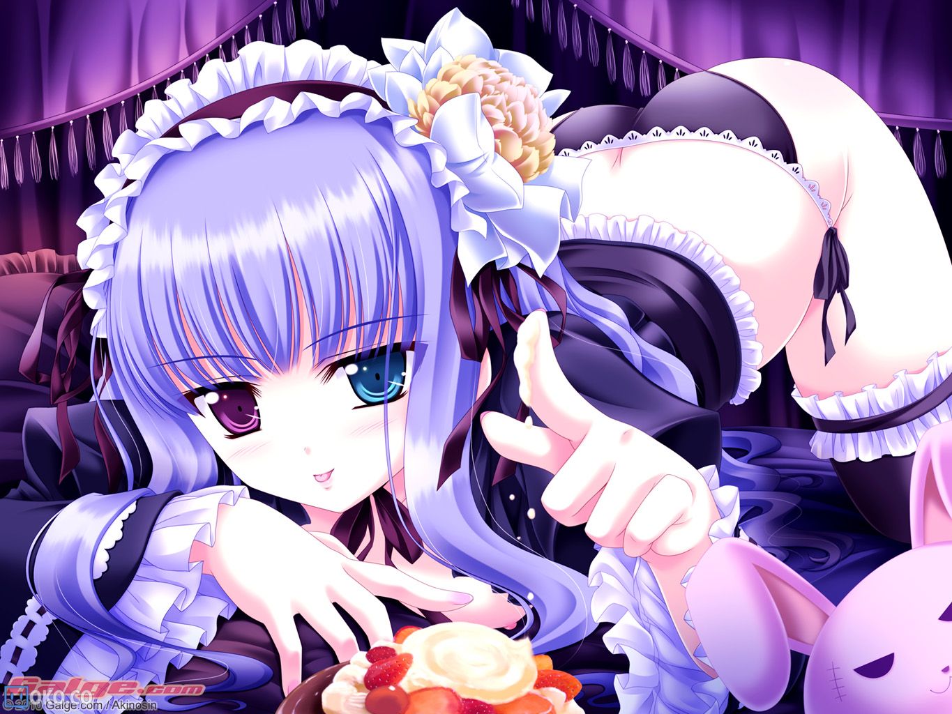 Konachan.com - 73122 akino_shin bicolored_eyes food galge.com long_hair nipples .jpg
